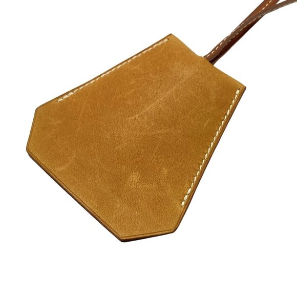 Auth HERMES - Light Brown Leather Square C Necklace - Picture 5 of 5